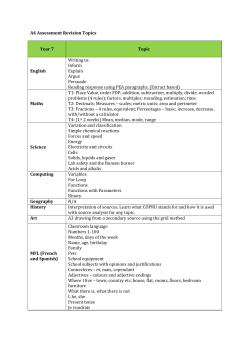 A4 Assessment Revision Topics (Y7 - Y10)