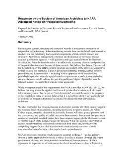 SAA Response to NARA Advanced Notice on Proposed Rulemaking