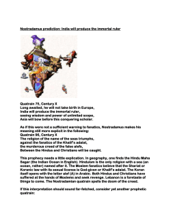 Nostradamus prediction: India will produce the immortal