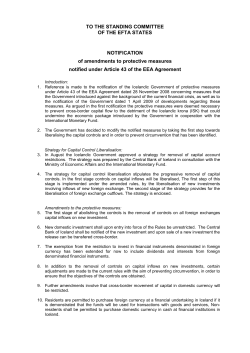 TO THE STANDING COMMITTEE OF THE EFTA