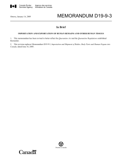 D19-9-3 Importation and Exportation of Human Remains and Other