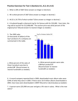 Practice Exercises For Test 1 (Sections 8.1, 8.2, 8.4, 8.5)