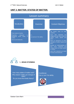 unit 3: matter. states of matter. - fisquimed