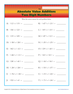 Absolute Value Addition - Two Digit Numbers