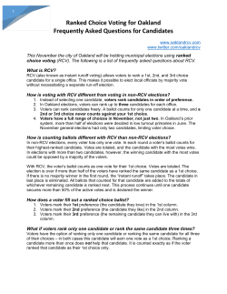 Ranked Choice Voting for Oakland Frequently Asked Questions for