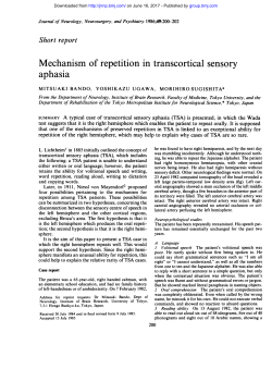 Mechanism of repetition intranscortical sensory aphasia