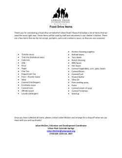 Food Drive Items - Car Window Poetry