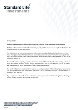 Market Value Adjustment Announcement 23 August