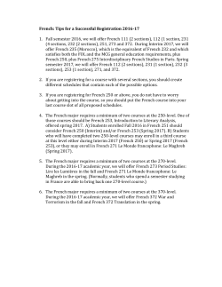 French: Tips for a Successful Registration 2016
