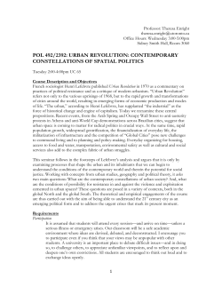pol 492/2392: urban revolution: contemporary constellations of