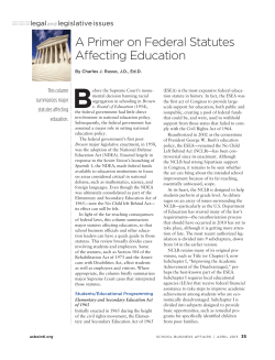 A Primer on Federal Statutes Affecting Education