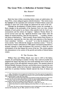 The Great Writ-A Reflection of Societal Change