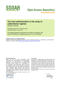 The new institutionalism in the study of authoritarian regimes