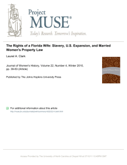 The Rights of a Florida Wife: Slavery, U.S. Expansion, and Married
