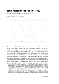 From rejection to praise of irony. Dorota Masłowska in her search of