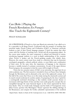 Can (Role-) Playing the French Revolution En Fran&ccedil;ais