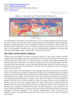 Nahum, Nineveh and Those Nasty Assyrians