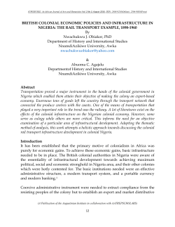 BRITISH COLONIAL ECONOMIC POLICIES AND