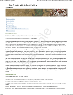 Middle East Politics &bull; Syllabus