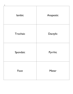 Iambic Anapestic Trochaic Dactylic Spondaic Pyrrhic Foot Meter
