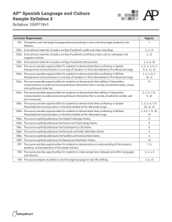 AP® Spanish Language and Culture Sample Syllabus 2