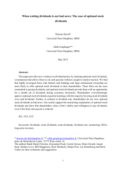 The case of optional stock dividends - Université Paris