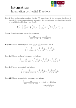 Integration: Integration by Partial Fractions