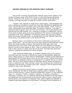 ANCIENT ORIGINS OF THE CRANTON FAMILY SURNAME The