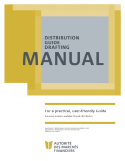 distribution guide drafting - Autorit&eacute; des march&eacute;s financiers
