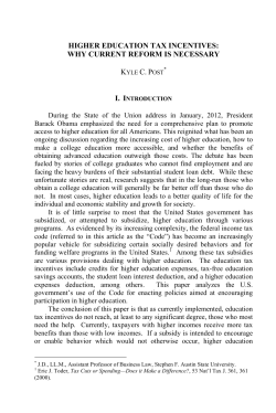 higher education tax incentives: why current reform is necessary
