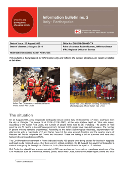 The situation Information bulletin no. 2 Italy: Earthquake