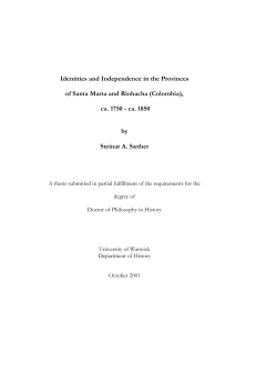 Identities and Independence in the Provinces of santa Marta and