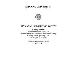 Anatomy of a Monthly Operating Statement