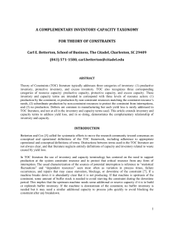 A Complementary Inventory-Capacity Taxonomy For Theory Of