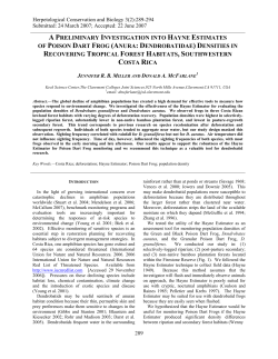 a preliminary investigation into hayne estimates of poison dart frog