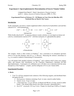 Experiment 2: Spectrophotometric Determination of Iron in Vitamin