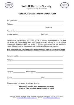 standing order form - Suffolk Records Society