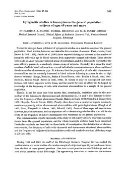 Cytogenetic studies in leucocytes on