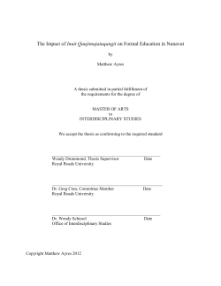 The Impact of Inuit Qaujimajatuqangit on Formal Education in Nunavut