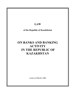 Law of the Republic of Kazakhstan on Banks and Banking Activity in