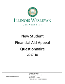 New Student Financial Aid Appeal Questionnaire