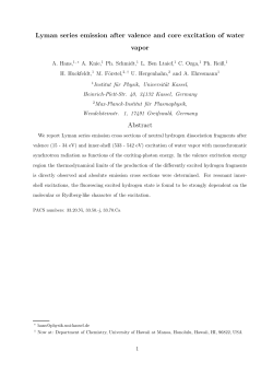 Lyman series emission after valence and core excitation of water