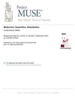 Modernism, Geopolitics, Globalization