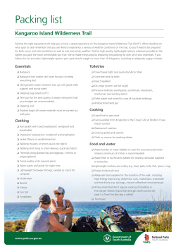 Packing list - Kangaroo Island Wilderness Trail