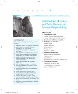 Classification of Crimes and Basic Elements of Criminal Responsibility