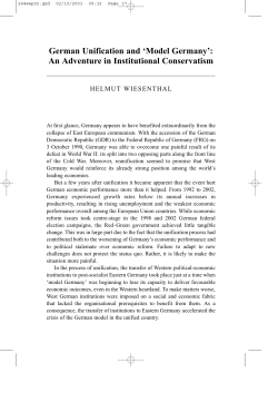 German Unification and Model Germany : An Adventure in