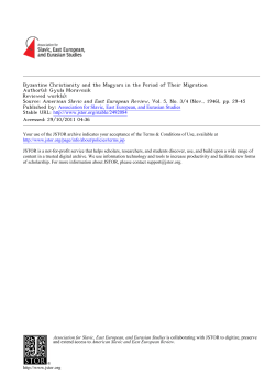 Byzantine Christianity and the Magyars in the Period of Their