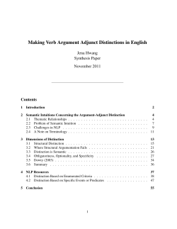 Making Verb Argument Adjunct Distinctions in English