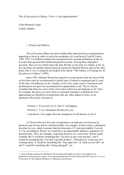 The Ad Baculum as a fallacy. False vs. bad argumentation1 Lilian