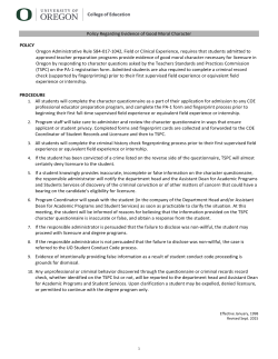 Evidence of Good Moral Character questionnaire